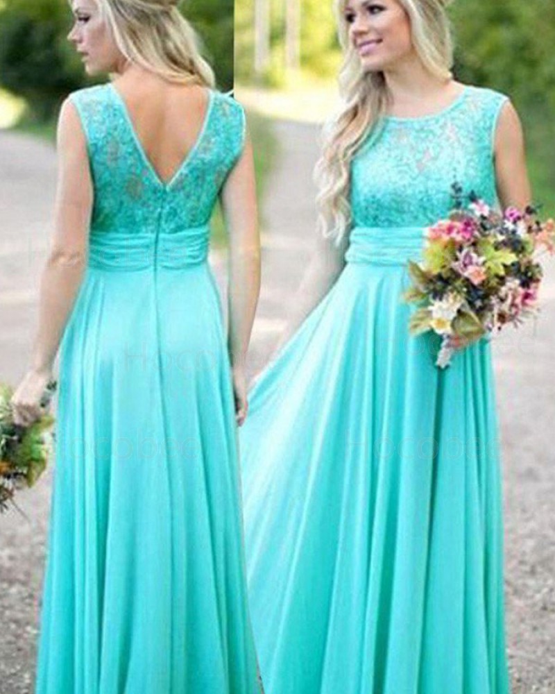 Jewel Mint Chiffon Long Bridesmaid Dress BD2061