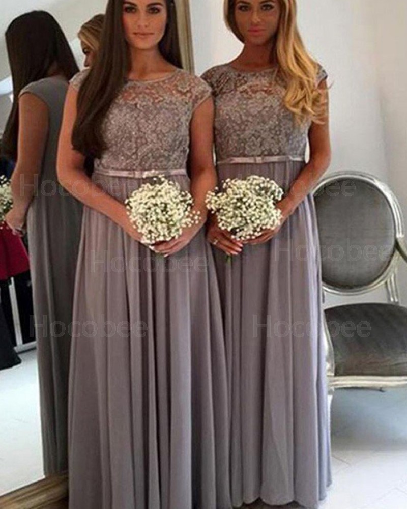 Jewel Grey Pleated Chiffon Bridesmaid Dress BD2073