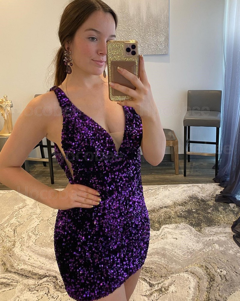 Dark purple short dress store