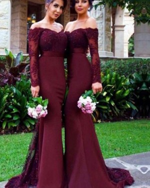 Burgundy Appliqued Mermaid Bridesmaid Dress BD2064