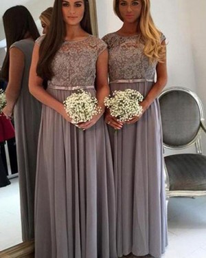 Jewel Grey Pleated Chiffon Bridesmaid Dress BD2073