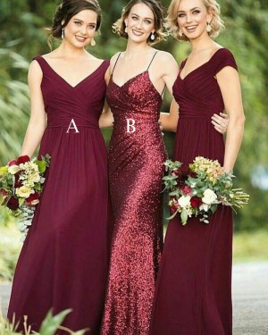 Spaghetti Straps Rose Gold Sequined Mermaid Bridesmaid Dress BD2101