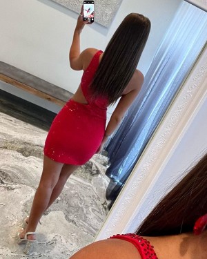 Cutout One Shoulder Red Beading Tight Short Formal Dress HD3750