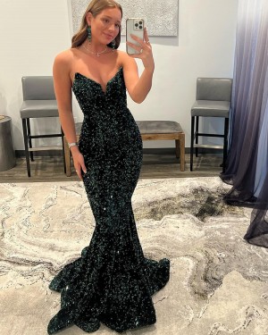 Black Sweetheart Mermaid Sequin Formal Dress PD2415