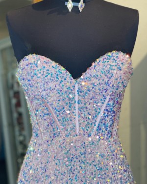 Light Blue Sequin Sweetheart Mermaid Formal Dress PD2487