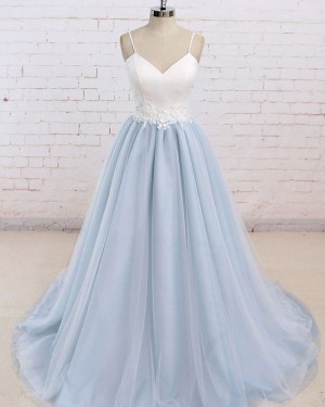 Tulle Spaghetti Straps Prom Dress with Appliques PM1437