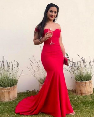 Tight red mermaid prom dress new arrivals
