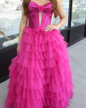 Cutout Sweetheart Black Long Prom Dress with Layer Skirts PM2701