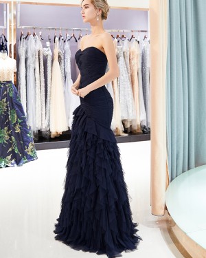 Elegant Sweetheart Ruffled Mermaid Long Evening Dress QD001