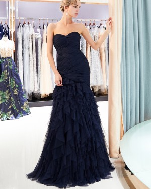 Elegant Sweetheart Ruffled Mermaid Long Evening Dress QD001