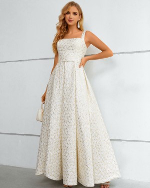 Square Neckline Lace A-line Formal Dress with Side Slit QD331101