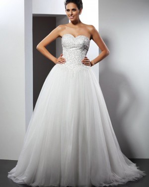 Tulle Sweetheart Beading Bodice Ivory Wedding Gown WD2008