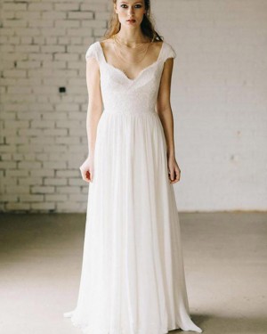 Square Ivory Pleated Sheath Lace Bodice Wedding Dress WD2183