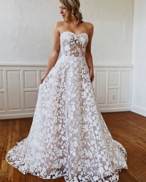 Sweetheart White Lace A-line Wedding Dress WD2303