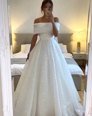 Special Sparkle Off the Shoulder A-line Bridal Dress WD2627