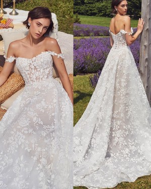 Lace Ivory Off the Shoulder Bridal Dress WD2634