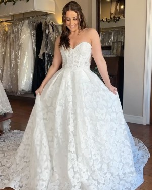 Lace White Sweetheart Wedding Dress WD2672