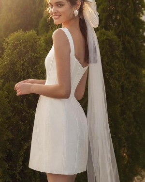 Ivory Short Satin Strapless Tight Bridal Dress NWD2692